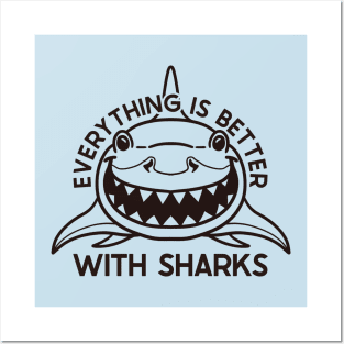 Better with Sharks (Lineal) Posters and Art